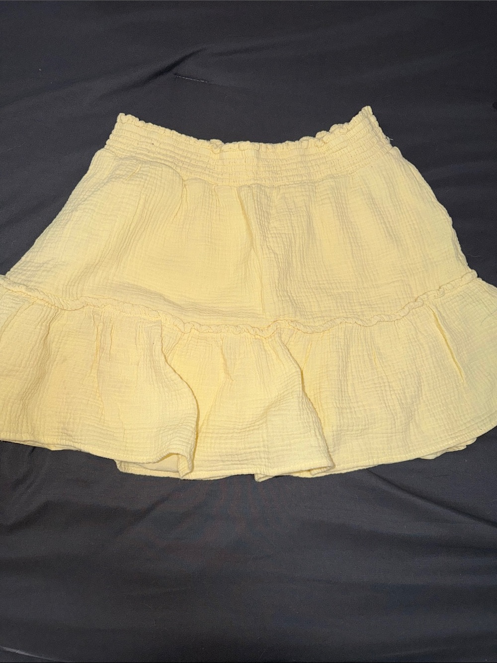 Yellow Tiered Ruffle Women's Skirt size large Elastic waist